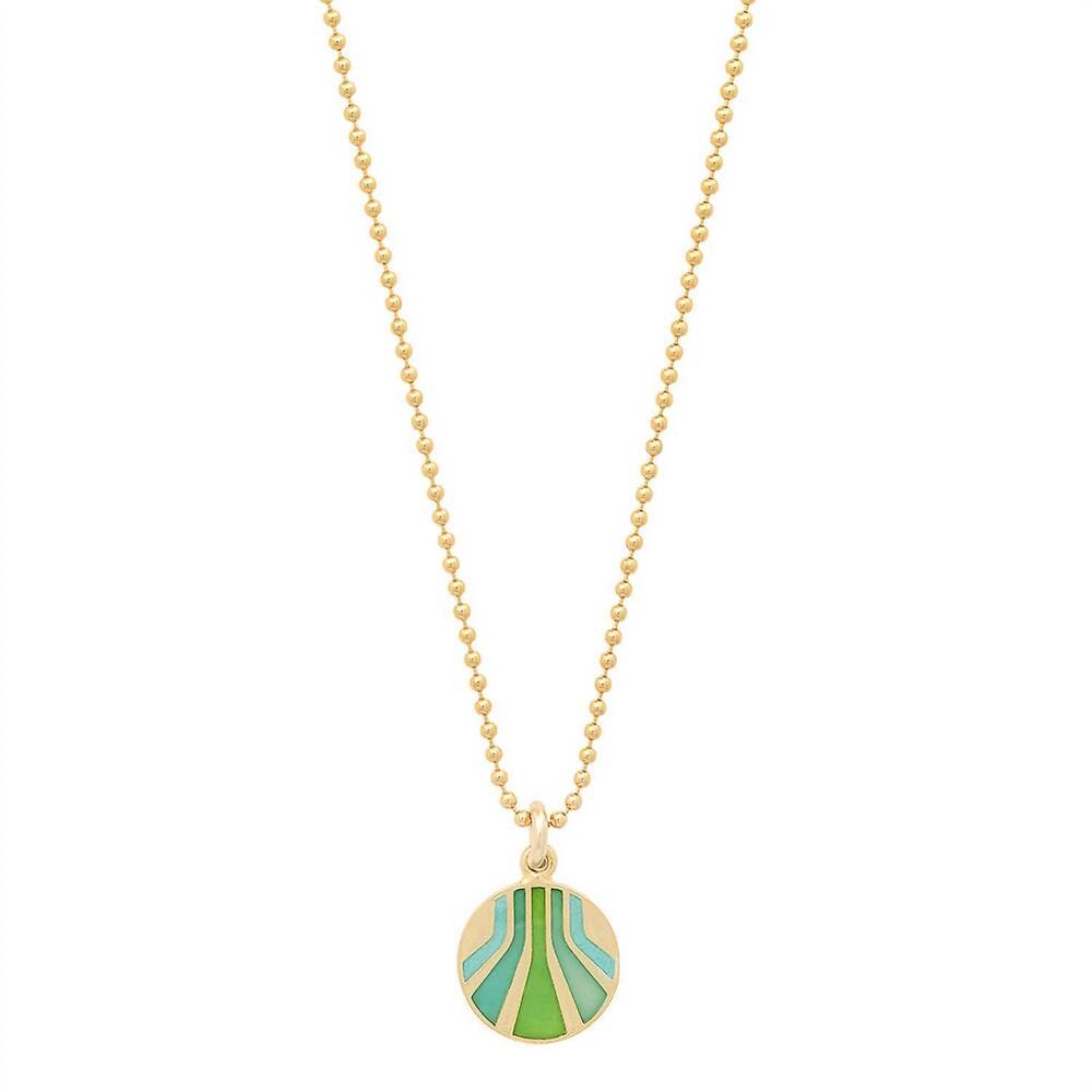NEW JESSICA ELLIOT women's enameled small round "burst" pendant necklace in verm